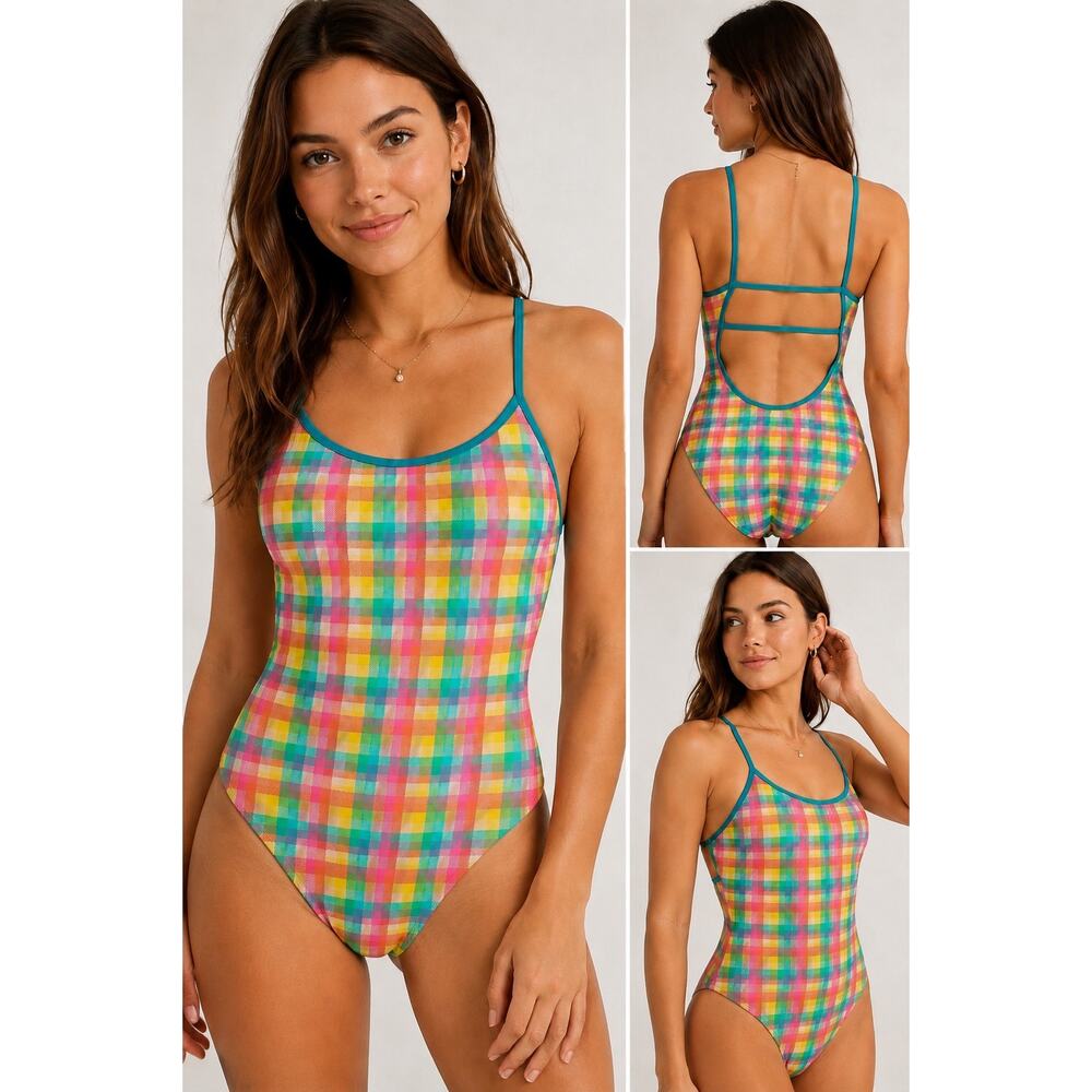 Andie The Bells One Piece A0323 in Electric Plaid, Small
